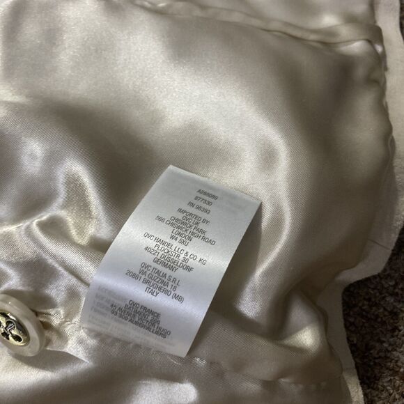 NWT Dennis Basso Beige Washable Suede Curved Hem Button Front Jacket NWT XS - Picture 7 of 8